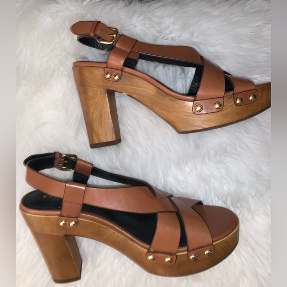 Worn 1x 👠 COACH Adessa leather wooden heels women’s size 9 - Picture 13 of 16